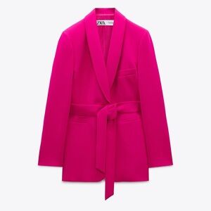 Zara belted tuxedo collar blazer